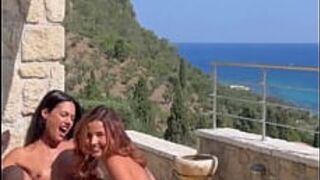 LESBIAN OUTDOOR SEX after A PORN FILM with MY PETITE CUTE FRIEND - Agatha Vega & Apolonia Lapiedra porn video